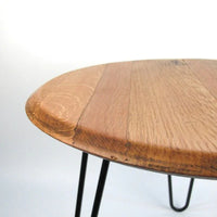 Coffee table Duero made from a wine barrel lid Ø54cm oak wood steel legs handmade — Ansicht 3