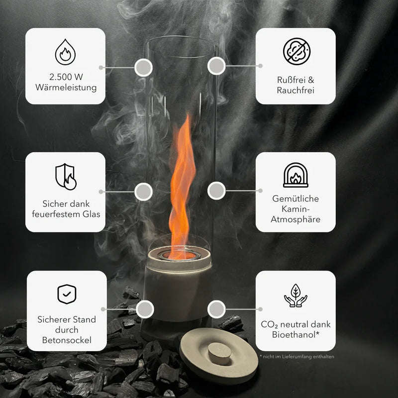 LUCEO Design Table Fire with Rotating Flame and 2500 W Heat Output — Ansicht 3