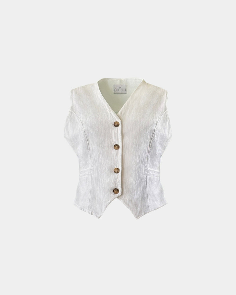 Architectural Linen Vest – 100% Linen, tailored — Aline CELI