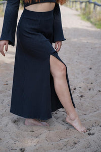 Lya long skirt black – Flowing cut | Soft elastic waistband | Side slit — Ansicht 6