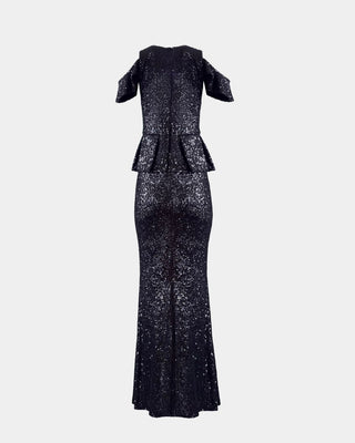 Peplum Kleid – Pailletten | Lang | ALINE CELI