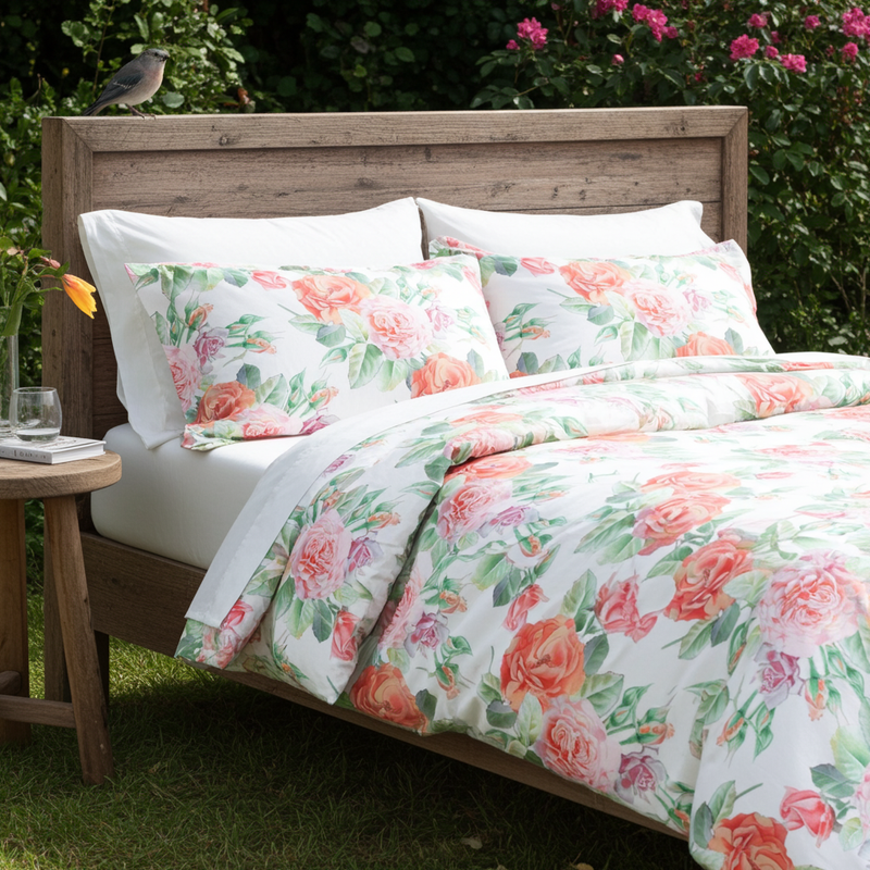 Bed linen set English Rose – 100% mercerized cotton, Swiss satin 300 TC, easy-care — Ansicht 7