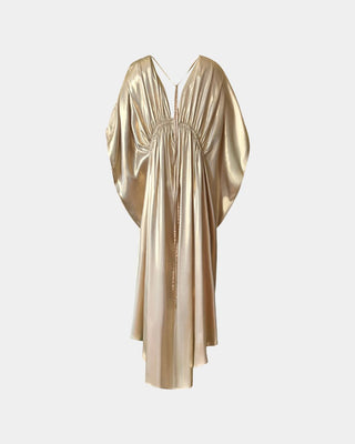 ALINE CELI – Kleid Soleil D’Or | Duchesse-Satin | Perlgold
