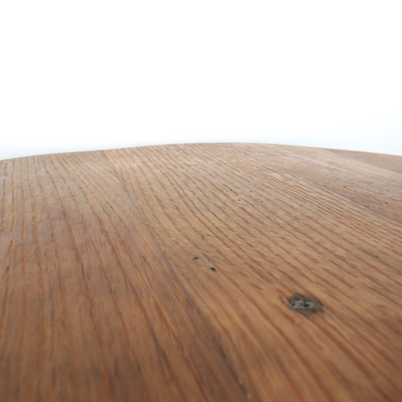 Handmade Whiskey Barrel Lid Coffee Table Ø66cm – Oak Wood with Steel Legs — Ansicht 4