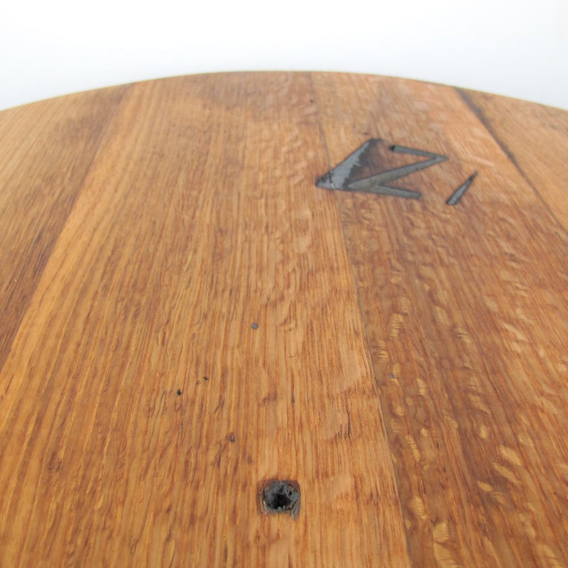 Whiskey Barrel Lid Coffee Table Ø66cm "Z" – Handmade, Rustic, Oak Wood — Ansicht 4