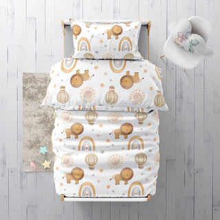 Löwe Premium Kinderbettwäsche – Handgemalt | OEKO‑Tex | Regenbogen‑Design