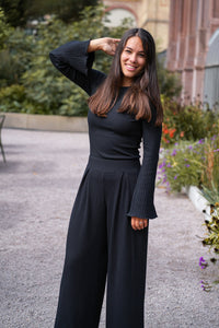 Lya Comfy Pants Black – Bio-Baumwolle High Waist Wide Leg Hose — Ansicht 4