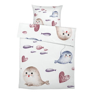 Leslis "Seehunde" Kinderbettwäsche – Musselin/Satin | OEKO‑TEX 100 | Küstengefühl