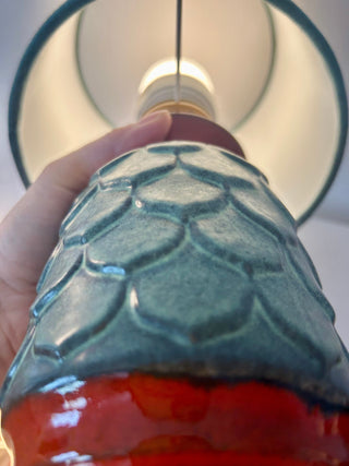 70er Jahre Jasba Vasenlampe mit japanischem Koi-Schirm