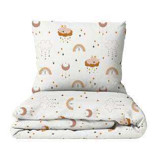 Kinderbettwäsche mit Koalas, Regenbögen und Wolken in Nordic‑Pastell, 100% Baumwolle (Musselin/Satin), OEKO‑TEX 100, mit Reißverschluss
