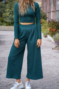 Lya Comfy Pants Bottle Green – Organic Cotton Fabric Trousers — Ansicht 8
