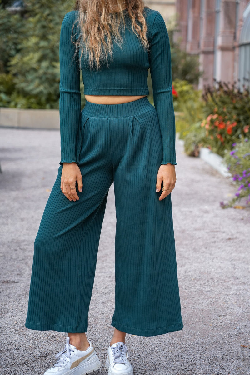 Lya Comfy Pants Bottle Green – Bio-Baumwolle Stoffhose — Ansicht 8