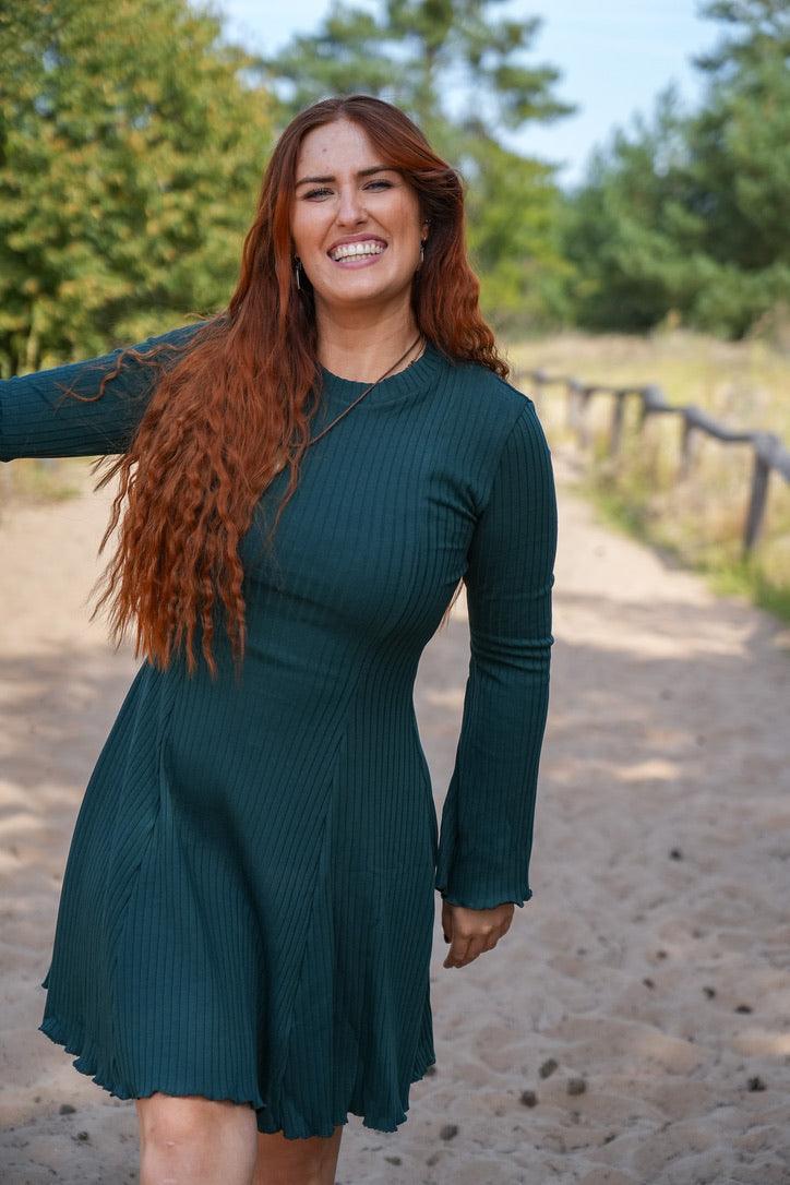 Lya dress bottle green – organic cotton, handmade in Germany — Ansicht 5