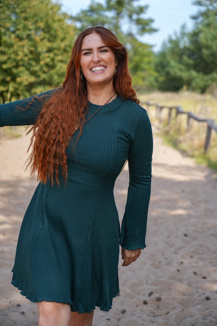 Lya Kleid bottle green – Bio-Baumwolle, handgefertigt in Deutschland — Ansicht 5