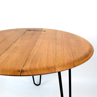Couchtisch aus altem Weinfassdeckel Ø55cm "Quercus" – Handgefertigt | Rustikal | Nachhaltig