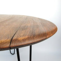 Handmade Whiskey Barrel Lid Coffee Table Ø66cm – Oak Wood with Steel Legs — Ansicht 5