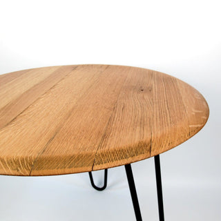 Couchtisch aus altem Weinfassdeckel Ø53cm schwarz "ohne Prägung" – Handgefertigt | Nachhaltig | Modern