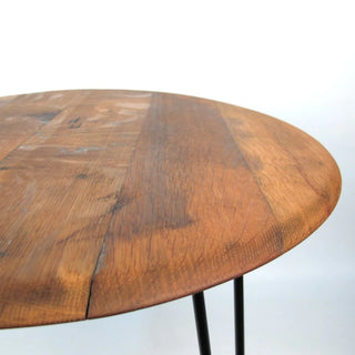 Couchtisch aus altem Whiskyfassdeckel Ø60cm "mit Farbresten" – Handgefertigt | Rustikal | Nachhaltig