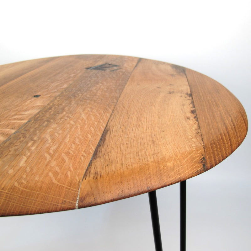 Whiskey Barrel Lid Coffee Table Ø66cm "Z" – Handmade, Rustic, Oak Wood — Ansicht 5