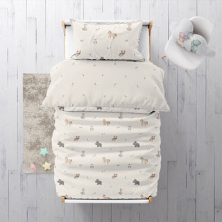 Oliven Farm Premium Kinderbettwäsche – Zarte Oliven & Tiere | OEKO‑Tex | Hautfreundlich