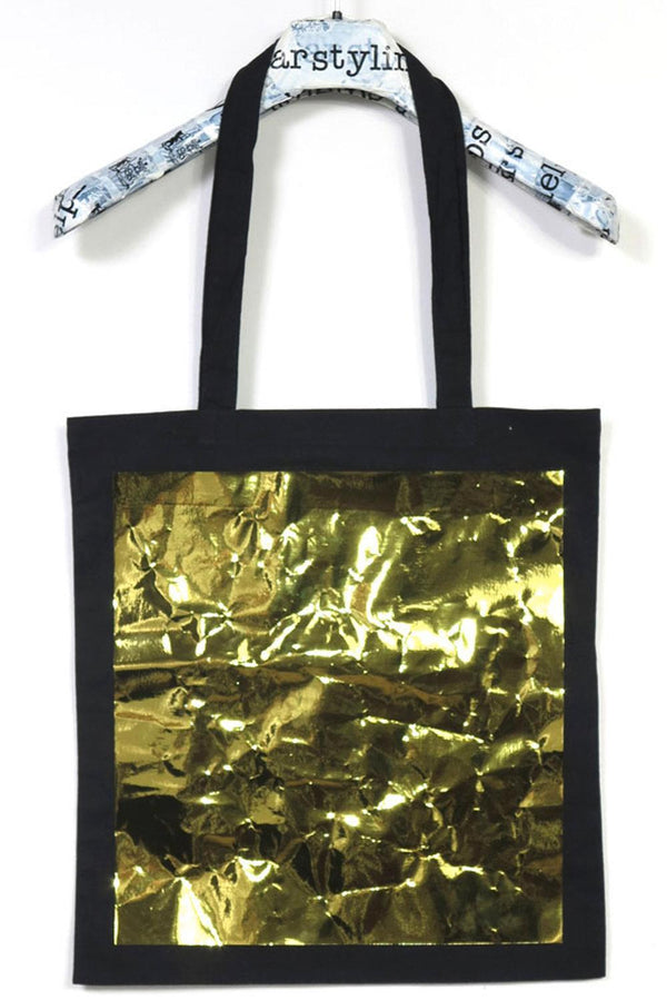 Big Square Tote – Cotton with Metallic Square