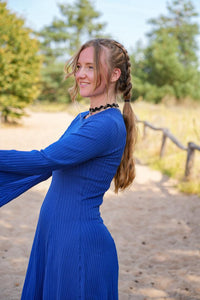 Lya Dress cobalt blue – Ribbed Long Sleeve Women's Dress — Ansicht 6