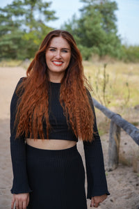 Lya Crop Jumper Black - Organic Cotton, Handmade, B-Stock — Ansicht 2