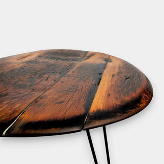 Couchtisch aus altem Weinfassdeckel Ø80cm "680L" – Handgefertigt | Rustikal & Modern | Nachhaltig