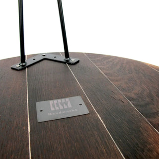 Couchtisch aus altem Weinfassdeckel Ø55cm "Quercus" – Handgefertigt | Rustikal | Nachhaltig