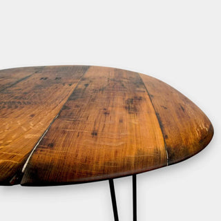 Couchtisch aus altem Weinfassdeckel Ø80cm "H.E." – Handgefertigt | Rustikal | Nachhaltig