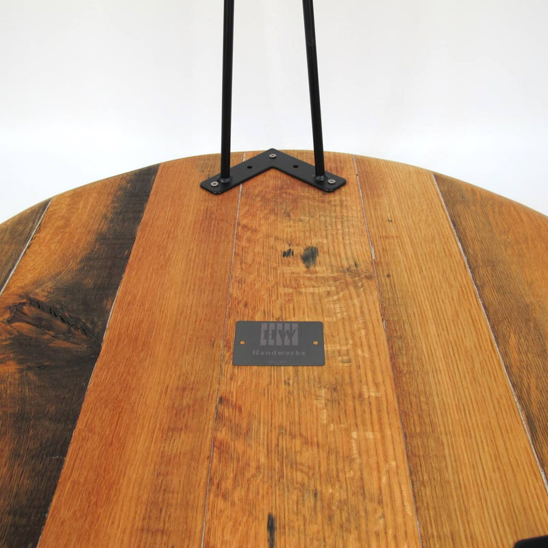 Whiskey Barrel Lid Coffee Table Ø66cm "Z" – Handmade, Rustic, Oak Wood — Ansicht 6