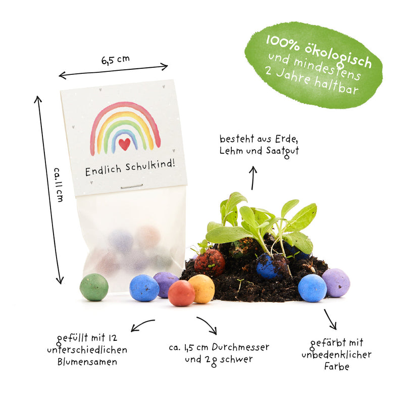 5 flower marbles in a bag for school enrollment "Finally a Schoolchild" — Ansicht 4