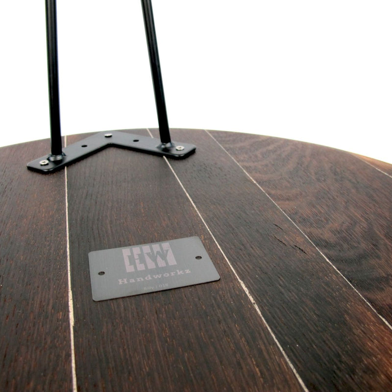Couchtisch Quercus Weinfassdeckel Ø55cm – Handgefertigt Eichenholz — Ansicht 6