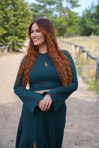 Lya Crop Pullover bottle green – Women's Knitted Jumper GOTS Organic Cotton — Ansicht 3