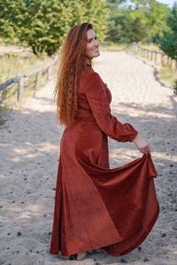 Marleen Rock sienna – Elegant Cord Skirt | Elastic Waistband & Godets | Sustainable — Ansicht 2