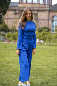Lya Long Cobalt Blue Pullover – Organic Cotton Knitted Pullover — Ansicht 7