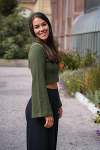Nayala Crop Pullover green khaki – Organic cotton, handmade — Ansicht 6