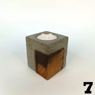 Fakö – Teelichthalter aus Beton & Holz | Edelstahl-Akzent | Modernes Design mit Charakter