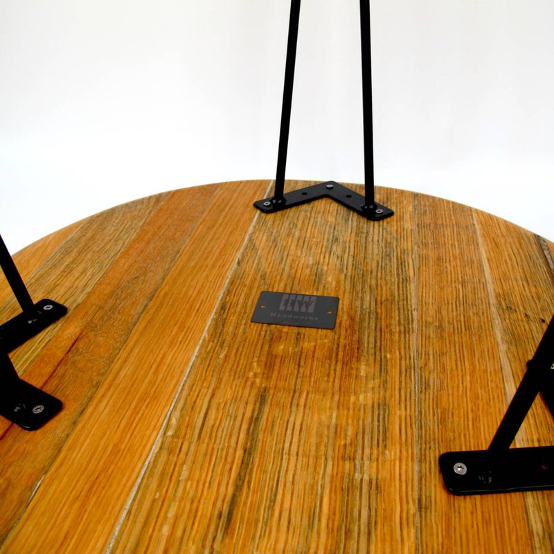 Coffee Table mini |Z| Whisky Barrel Lid Ø60cm Oak Wood Handmade — Ansicht 7