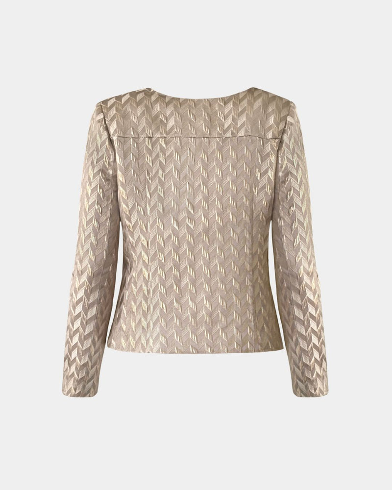Blazer Sustainable Fabric Amika – Collarless Chevron Pattern Ethically made — Ansicht 2