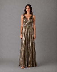 Kleid Lumière Plissé Metallic – Aline CELI Couture Damenkleid — Ansicht 1