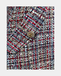 Tweed Bouclé Couture Dress – 3D Texture, V-Neck, Fitted — Ansicht 4