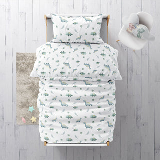 Kinderbettwäsche „Kleine Dinosaurier“ – Musselin oder Satin | OEKO‑Tex | Handgefertigt