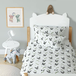 Leslis Kinderbettwäsche „Pandas“ – Satin | Musselin | OEKO‑TEX