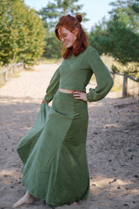Marleen Crop Jumper olive – Corduroy Jumper waist-length Balloon Sleeves — Ansicht 7