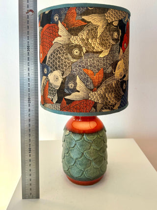 70er Jahre Jasba Vasenlampe mit japanischem Koi-Schirm