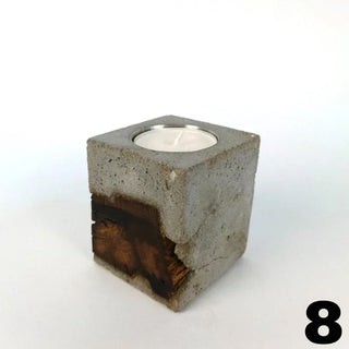 Fakö – Teelichthalter aus Beton & Holz | Edelstahl-Akzent | Modernes Design mit Charakter