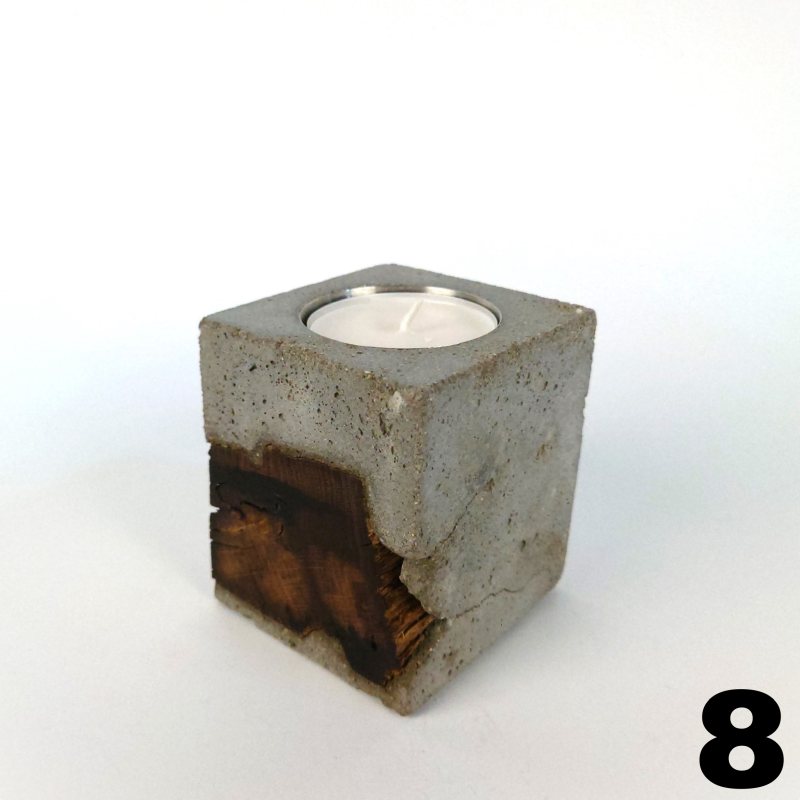 Fakö Tealight Holder Concrete Wood Stainless Steel – modern design — Ansicht 10