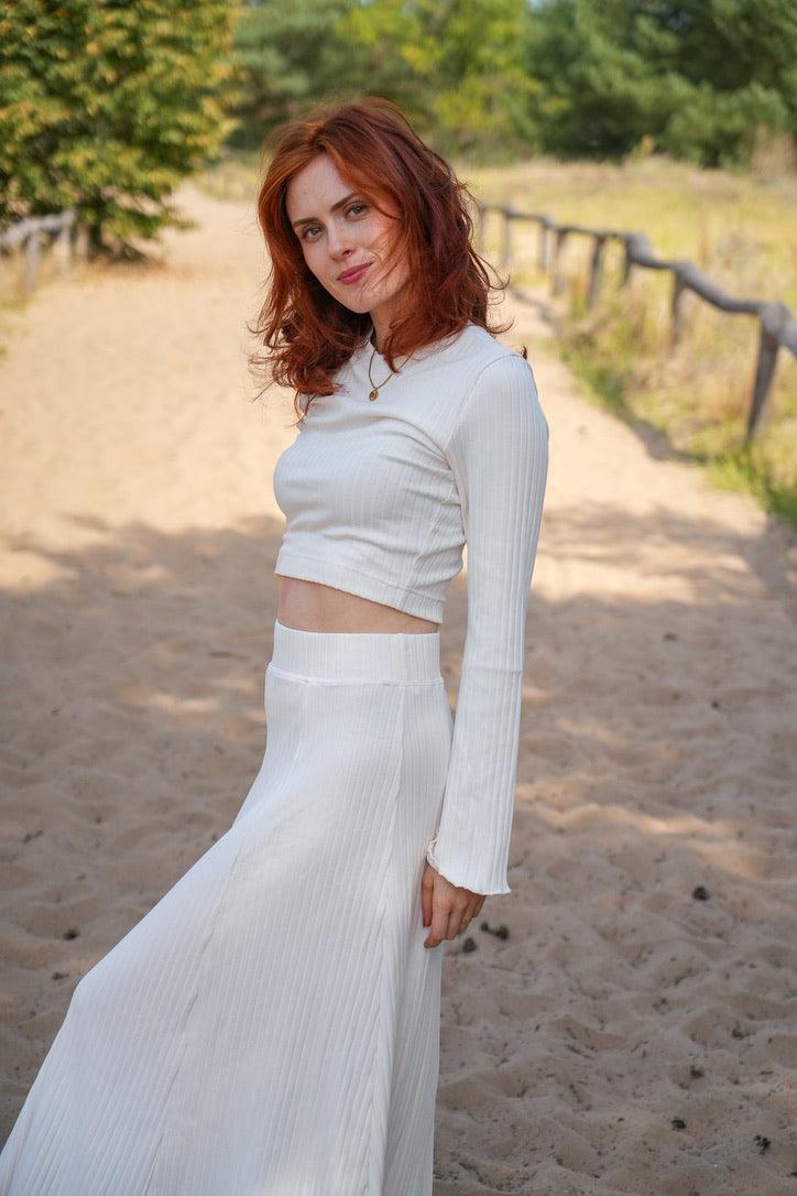 Lya Crop Jumper creamy white – Organic Cotton | Cropped Knitted Jumper — Ansicht 4