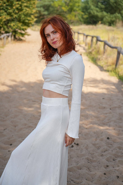 Lya Crop Pullover Creamy White – Organic Cotton, B-Stock